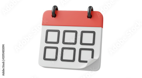 Isolated calendar icon 3D render on white background