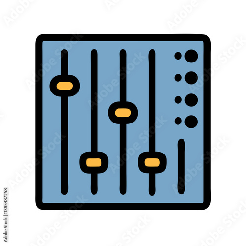 Audio Mixer with Vertical Sliders Icon Design