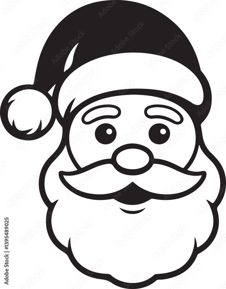 Fototapeta premium Santa Claus Face Cartoon Drawing