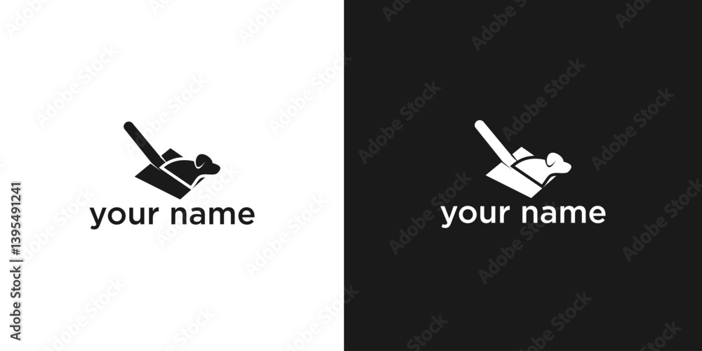 Minimalist Silhouette Representing a Dog and a Scope in a Simple Design Minimalist Silhouette Representing a Dog and a Scope in a Simple Design