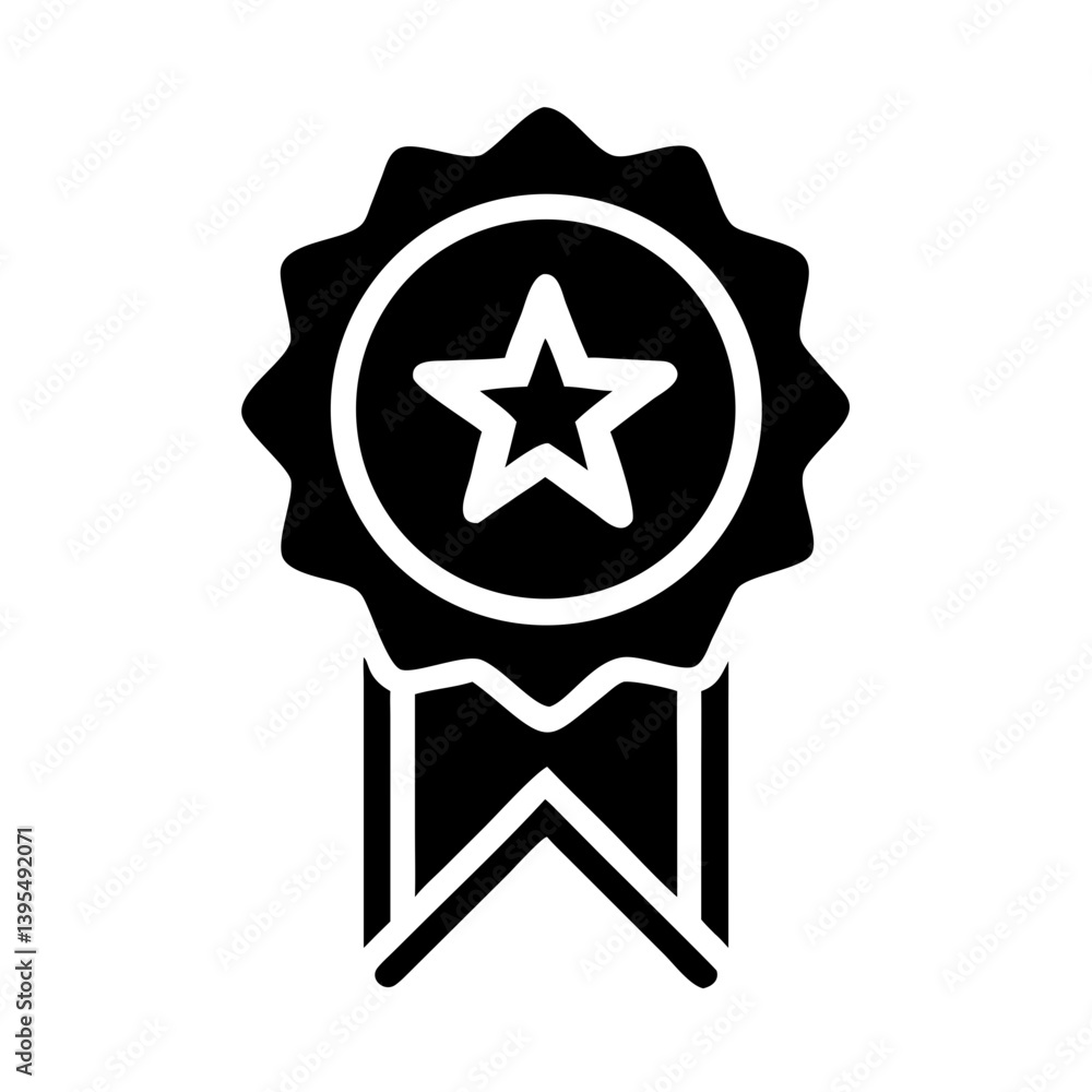 Award Ribbon with Star Emblem Icon Design Award Ribbon with Star Emblem Icon Design
