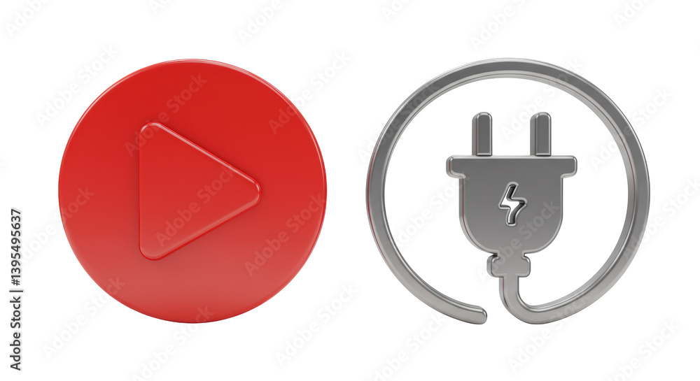 Fototapeta premium Isolated Play Button and Power Symbol