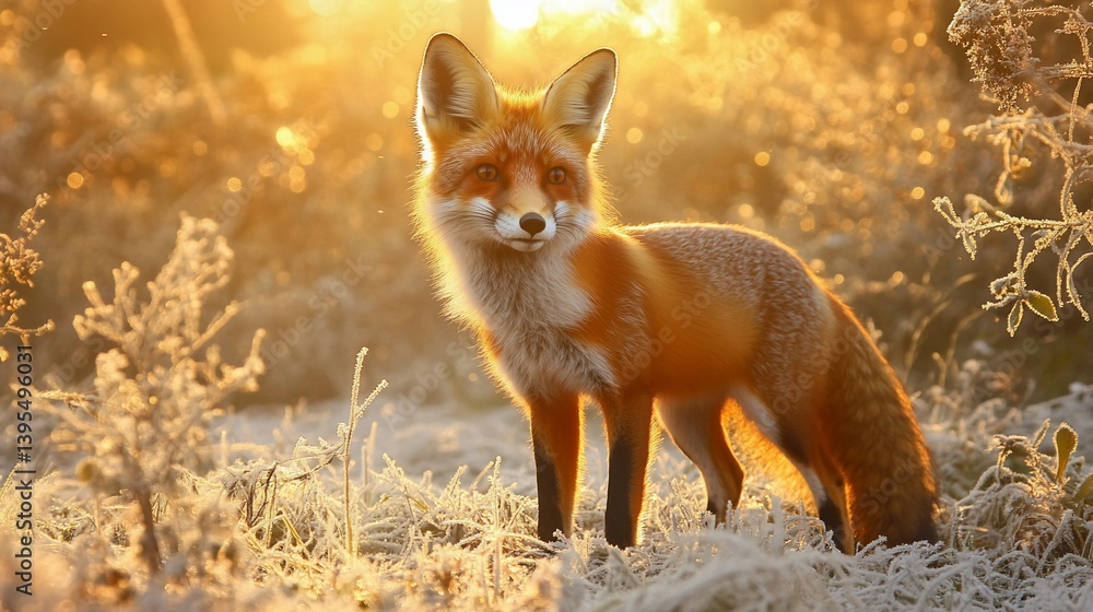 Fototapeta premium Majestic Red Fox in Golden Sunrise