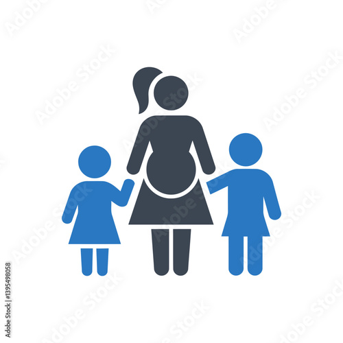 Pregnant Woman and Children Icon