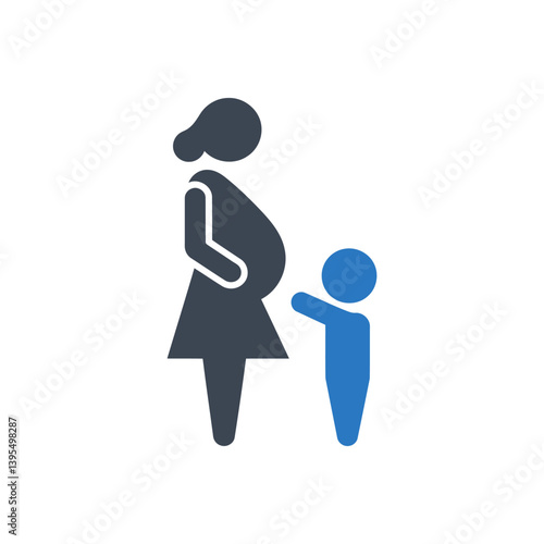 Pregnant Woman with Child Gestation Icon