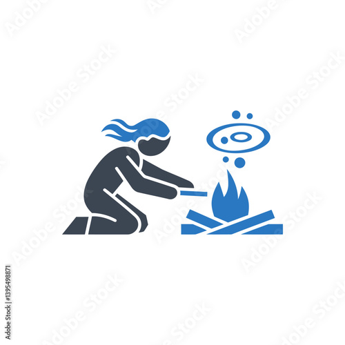 Woman creating fire icon