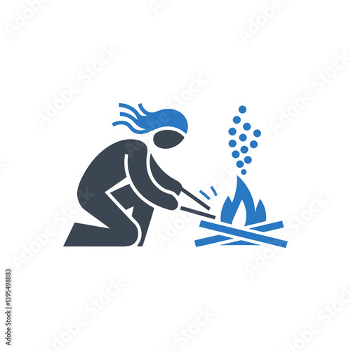 Woman igniting fire icon