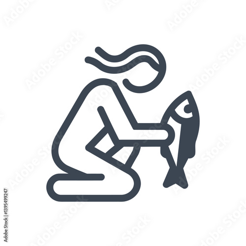 Woman holding fish icon