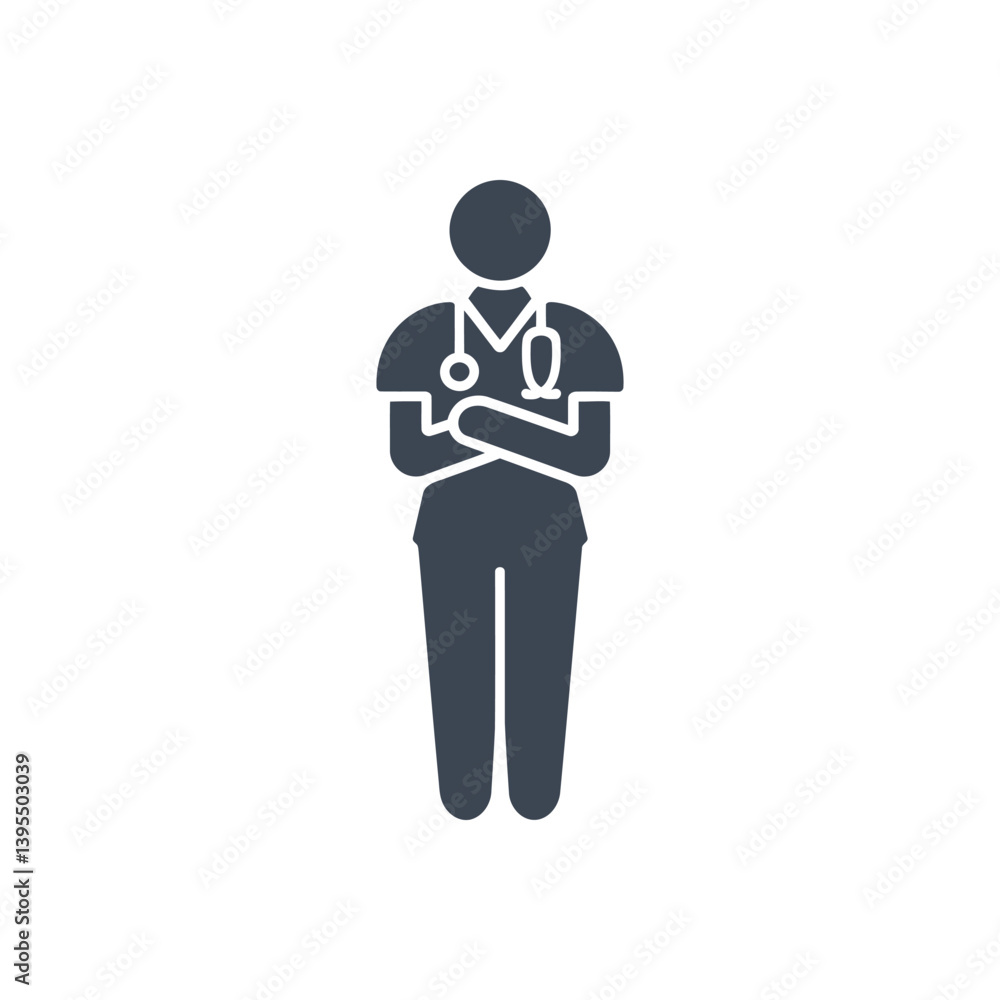 Obraz premium Doctor with Stethoscope and Clipboard icon