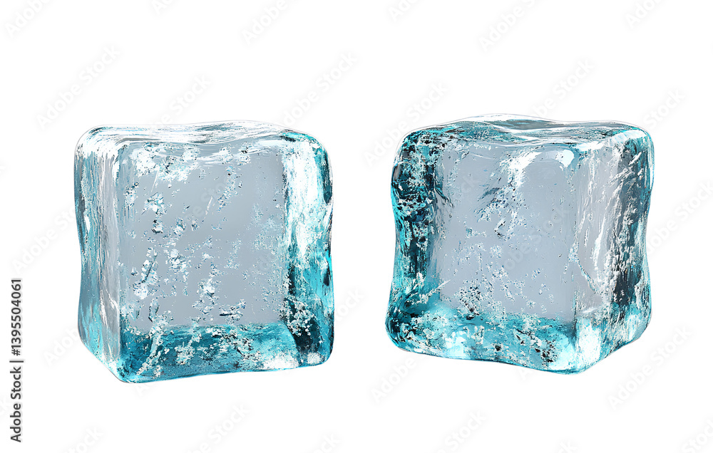 Obraz premium Two ice cubes with a transparent background