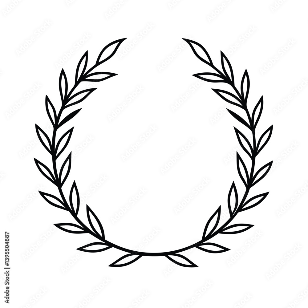 Black Line Laurel Wreath Vector Illustration Graphic Element Award Symbol Black Line Laurel Wreath Vector Illustration Graphic Element Award Symbol