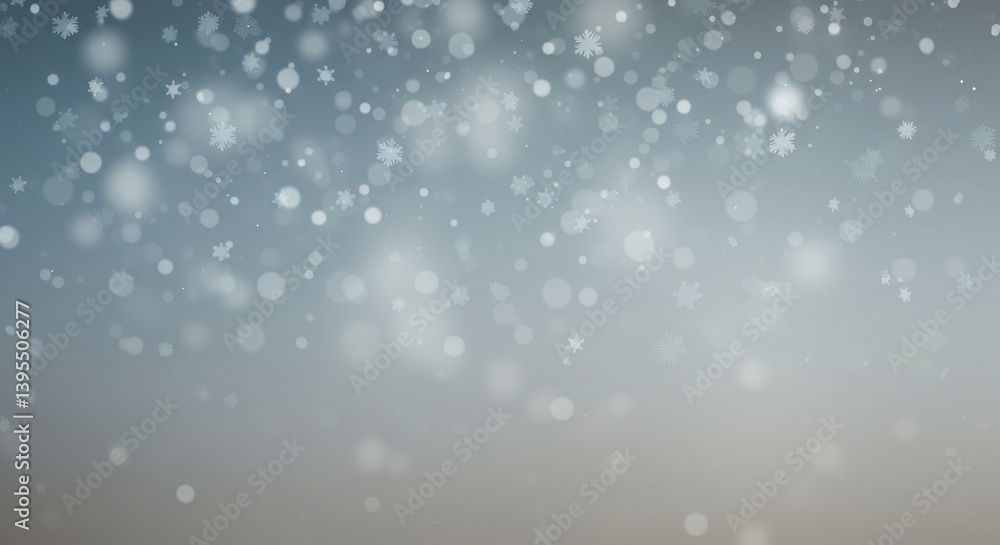 Soft snowfall with delicate snowflakes and bokeh effect against a winter sky Soft snowfall with delicate snowflakes and bokeh effect against a winter sky