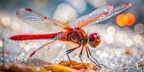 Red Dragonfly Macro Photography: Sharp Focus on Delicate Wings