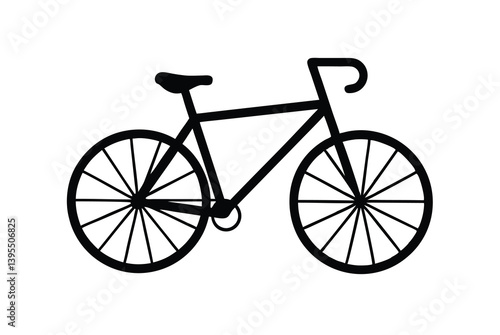 Minimalist Black And White Bicycle Graphic For Sport Recreation Transportation Theme
