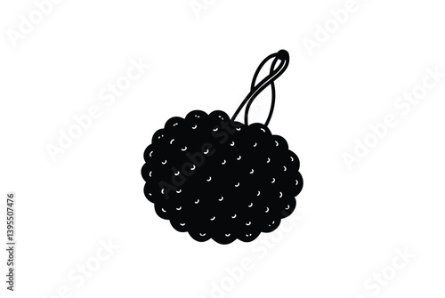 Black Bath Loofah Exfoliating Scrubber Body Wash Accessory Silhouette On White