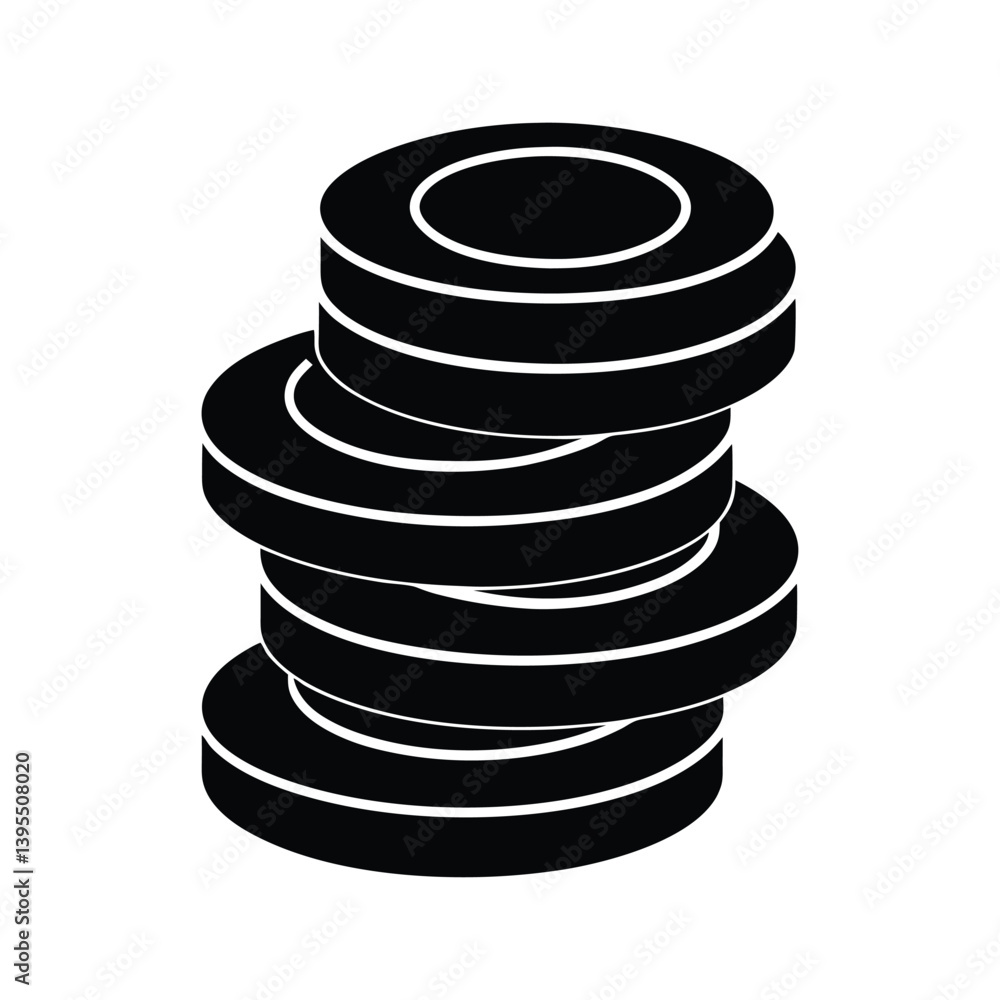 Stack Of Round Donut Shapes Rings Isometric Graphic Design Element