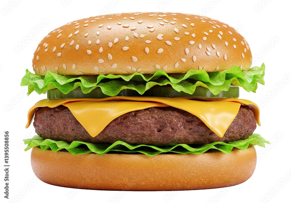 Cheeseburger with lettuce isolated on white background Cheeseburger with lettuce isolated on white background
