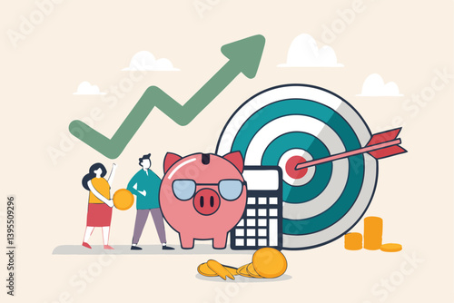 Financial Goal Success With Savings And Investments Illustration For Marketing Content About Financial Planning And Targeting Profit Using Business Strategy And Investment Analysis