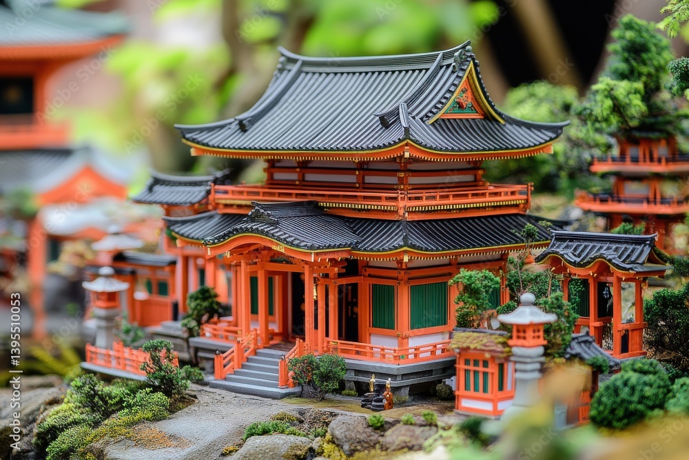 Fototapeta premium Fushimi Inari: Majestic Shrine in Kyoto, Japan Surrounded by Vibrant Torii Gates