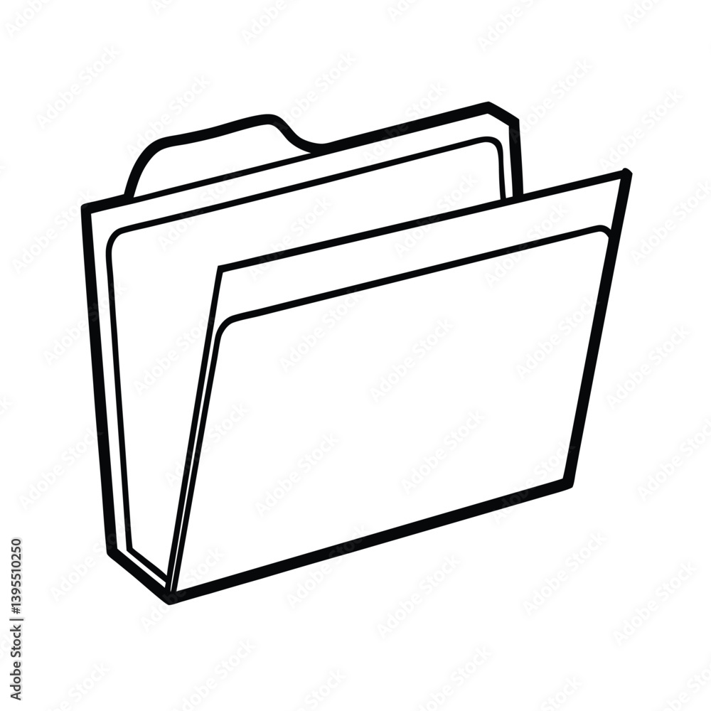 Open Folder Icon Illustration Black And White Outline For Document Organization Open Folder Icon Illustration Black And White Outline For Document Organization