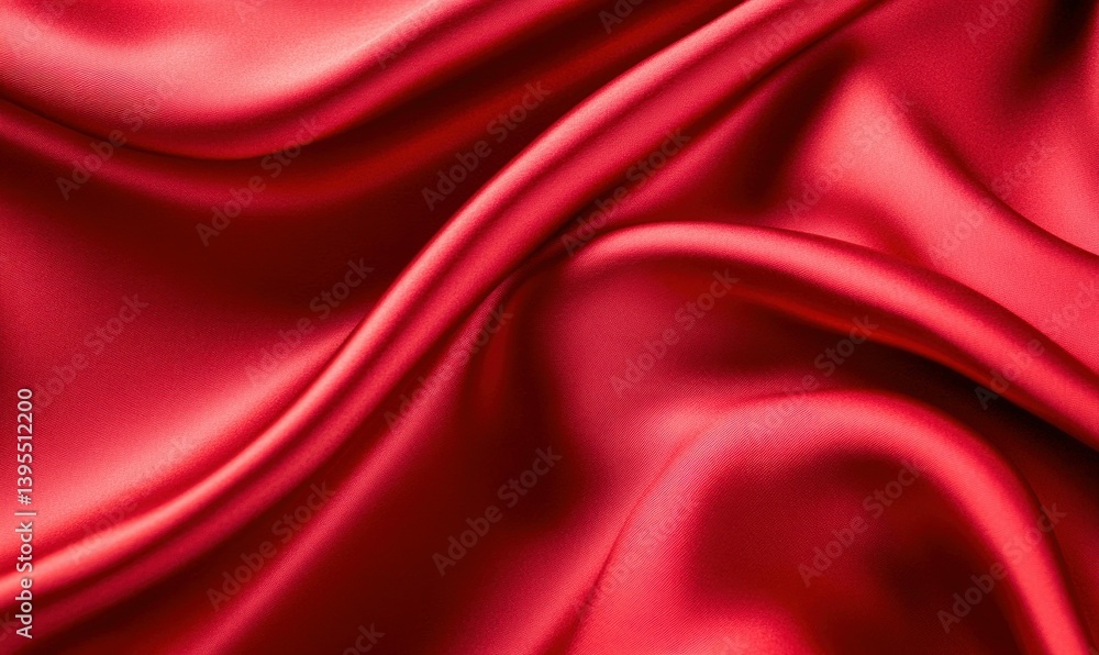 Obraz premium Elegant waves of vibrant red silk create a luxurious and sensual textile background.