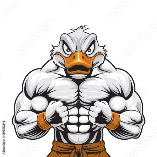 duck mascot vector illustration muscular duck design