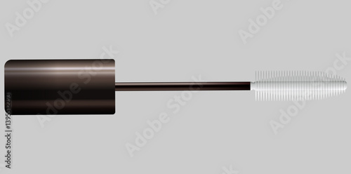 Realistic Mascara Brush, Wavy Style Cosmetic Object Vector Illustration.	