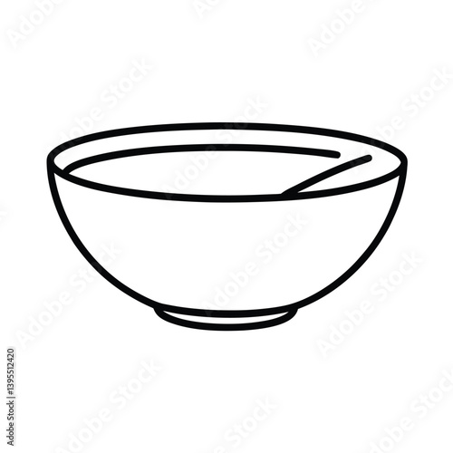 Empty Bowl Outline Vector Illustration Simple Culinary Design Element For Recipes