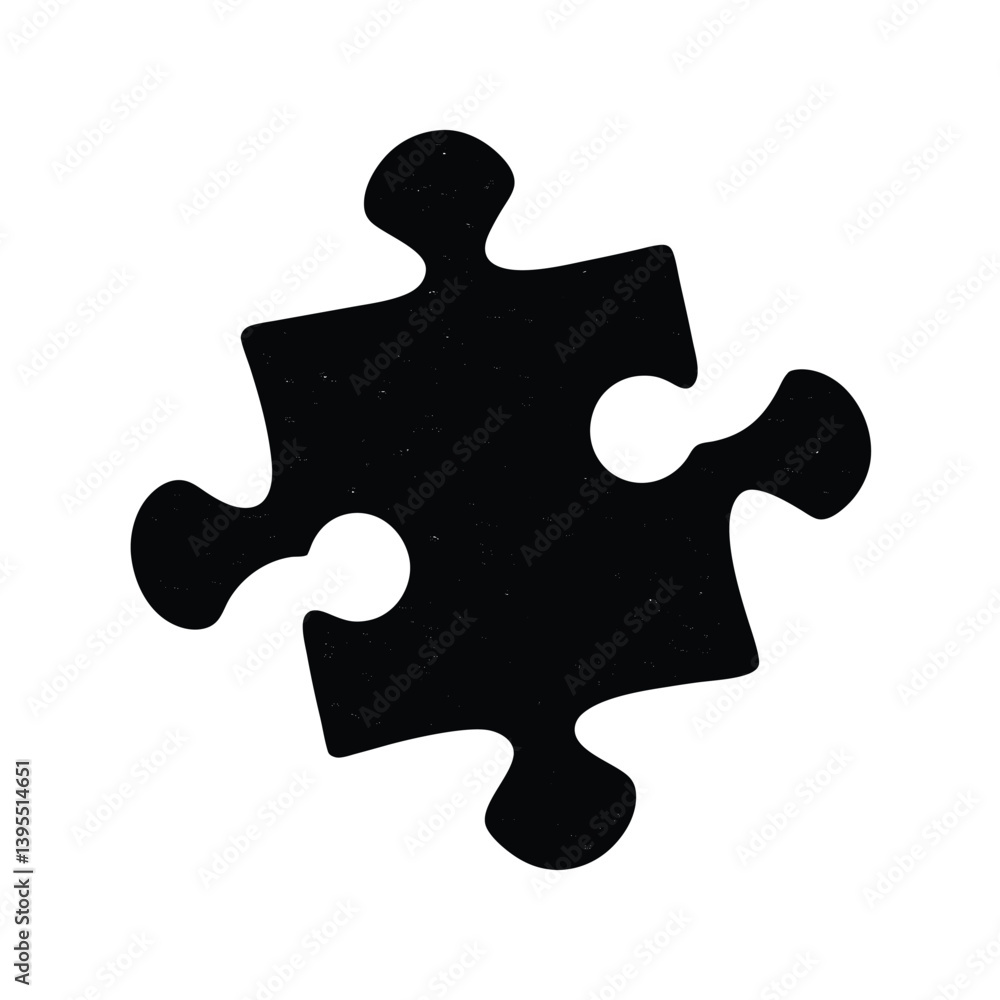 Single Black Puzzle Piece Isolated On White Background Concept Idea Solution Single Black Puzzle Piece Isolated On White Background Concept Idea Solution