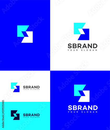 Free Download Modern Abstract Blue Cyan White S Logo Brand Identity Design - GFXLoad