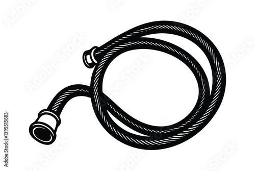 Black And White Garden Hose Illustration For Watering And Cleaning Needs