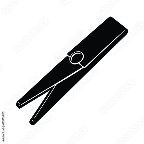 Black And White Vector Illustration Of A Clothes Peg Isolated On White
