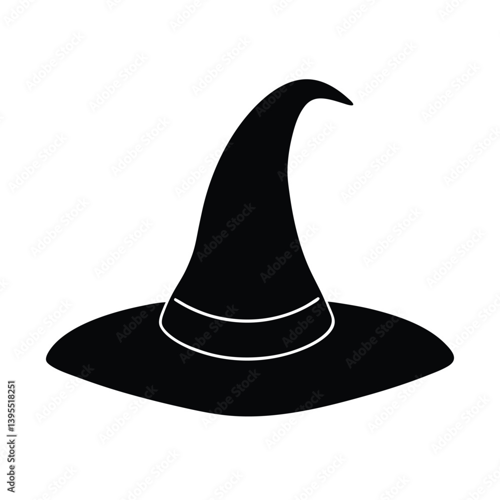 Fototapeta premium Halloween Witch Hat silhouette vector illustration
