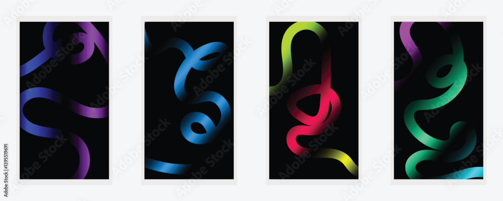 Modern abstract art design with wavy shapes and lines. juicy cards set. Creative concept of summer bright, ads, branding, banner, cover