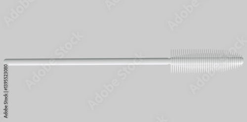 Realistic Mascara Brush, White Wavy Style Cosmetic Object Vector Illustration.	