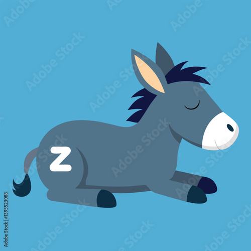 Lazy donkey sleeping icon, Vector illustrations isolated 