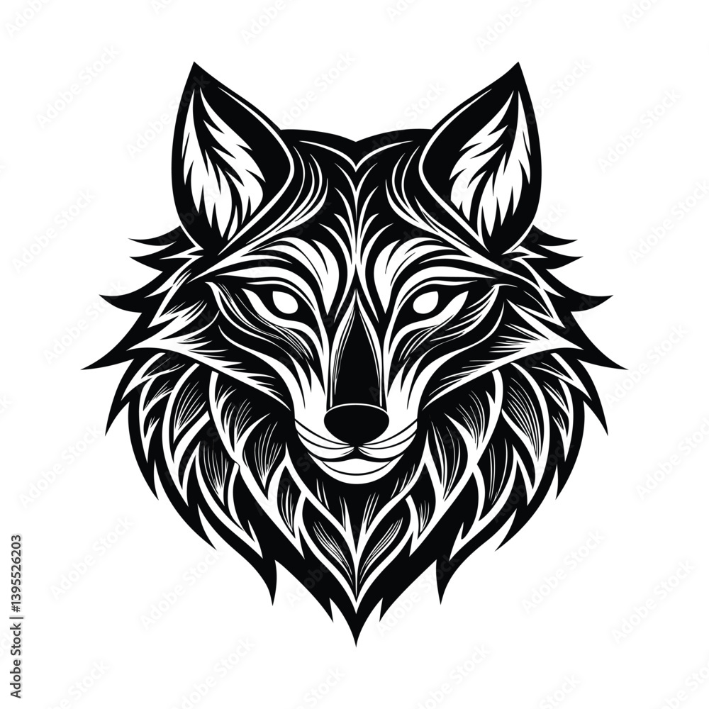 Obraz premium Tribal wolf design silhouette.