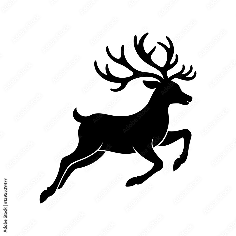 Fototapeta premium Flying Reindeer Silhouette vector illustration