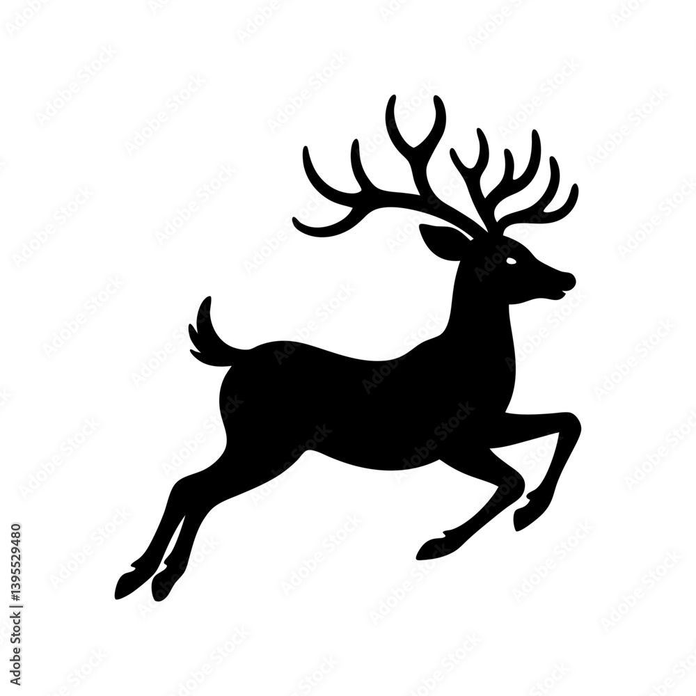 Fototapeta premium Flying Reindeer Silhouette vector illustration