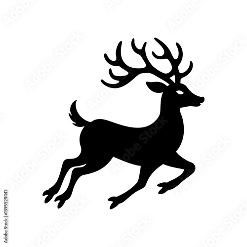 Flying Reindeer Silhouette vector illustration