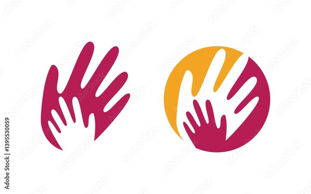 Hand help concept together Logo design template v.1 Hand help concept together Logo design template v.1