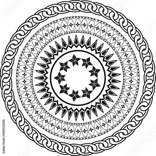 Art & Illustration, Adobe Illustrator Artwork, Tatoo ,Intricate Mandala Design with Decorative Patterns	
