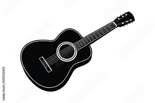 Classic Acoustic Guitar Silhouette, Strings, Music Instrument, Song, Melody
