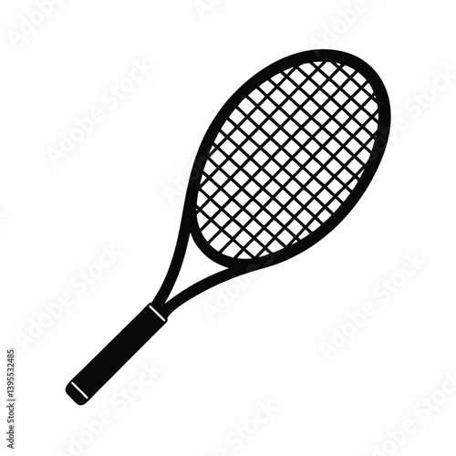 Tennis Racket Silhouette Sport, Game, Equipment, Strings, Grip, Court, Athlete, Competition, Recreat