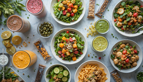 Wallpaper Mural Variety Of Healthy Meals And Smoothies Torontodigital.ca