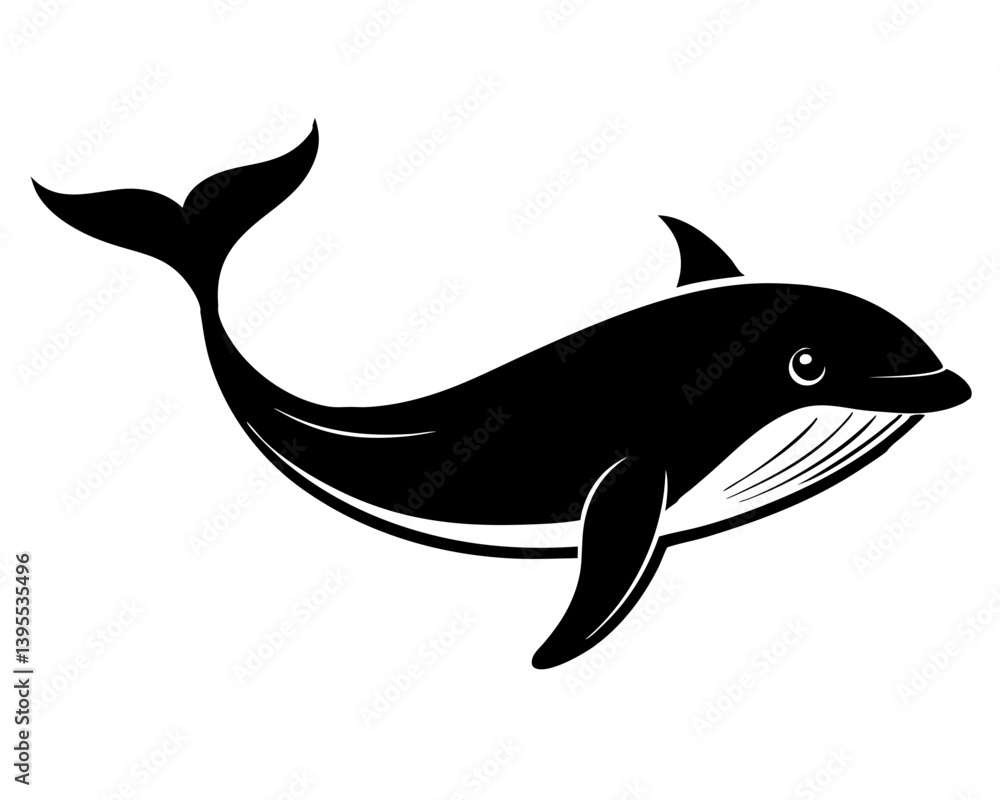 Fototapeta premium Whale Vector Silhouettes & SVG Icons | Ocean Life & Marine Animal Crafts & Digital Art