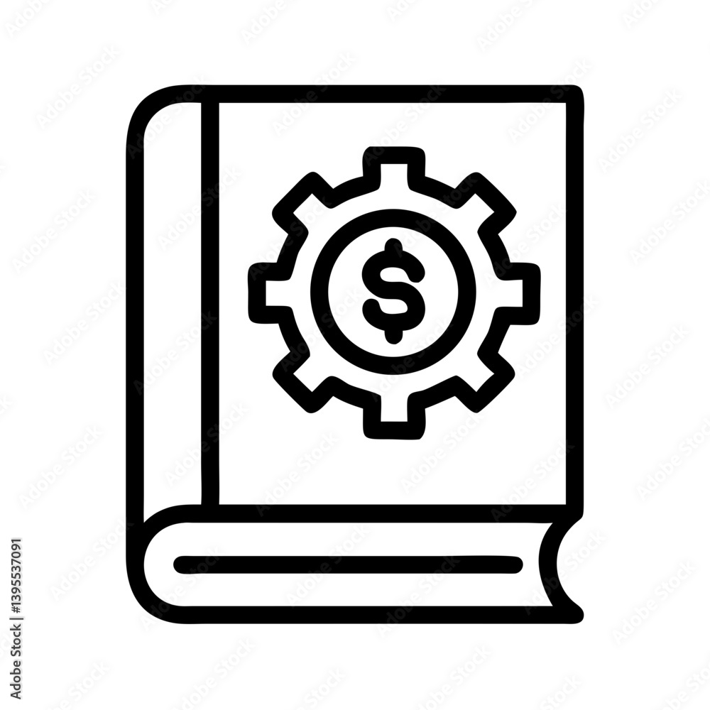 Book with Dollar Gear Symbol Icon Design Book with Dollar Gear Symbol Icon Design
