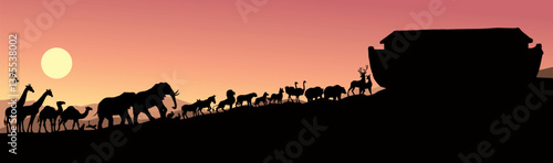 Biblical Noah's Ark. Vector drawing