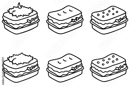  lasagna line art rustic plate served with Italian style