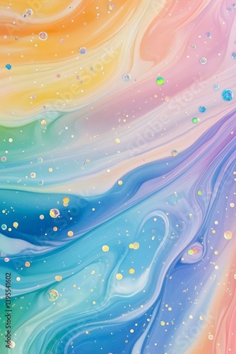 A magical glitter swirl in pastel rainbow hues, glowing with rich holographic detail and fantasy vibes